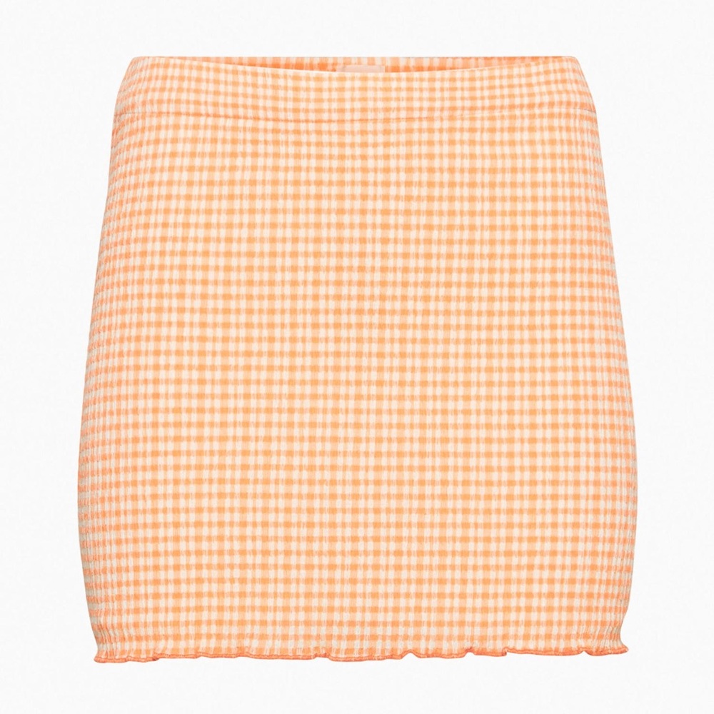 Aritzia Wilfred Reunion Skirt - Coral Seersucker High-waisted Tube Skirt